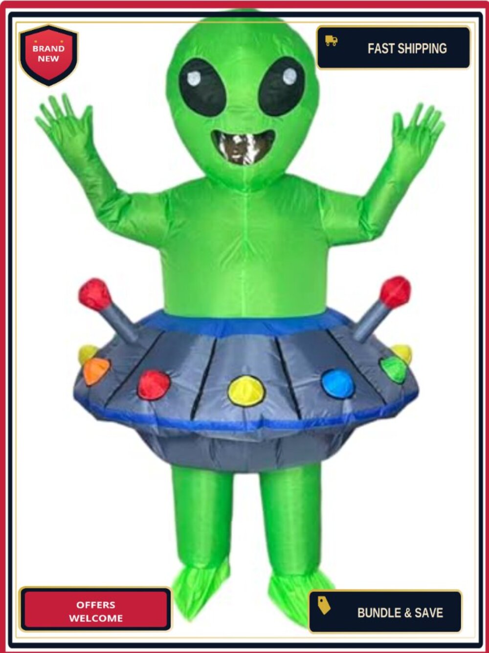 Inflatable Alien Costume Polyester Blow Up Spaceship Halloween Party Suit